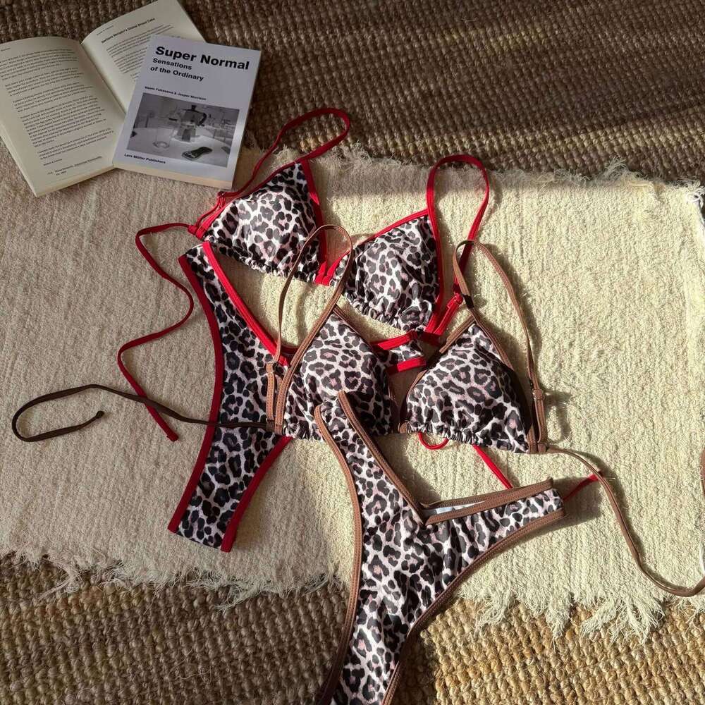 Para Praia Lerpard Brazilian Micro Swimwear T-back Swimsuit Women Sexy Biquini 2023 Thong Bikini Set Bathing Suit C260207