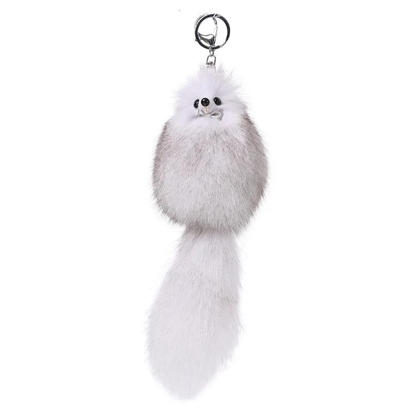 Cute Fluffy Bow-knot Fox Ball Key Chain Rings Pompom Real Fox Fur Charm Keychain Car Bag Key Ring Women Jewelry 260107