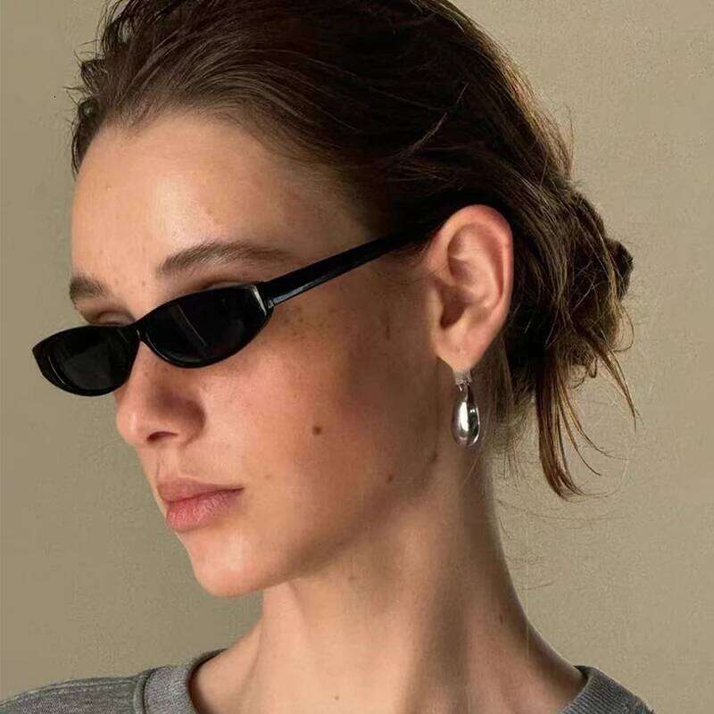 Popular Small Narrow Cat Eye Sunglasses Women Men's Luxury Brand Black Red Sun Glasses Retro Tiny Rectangle Candy Shades Y260207