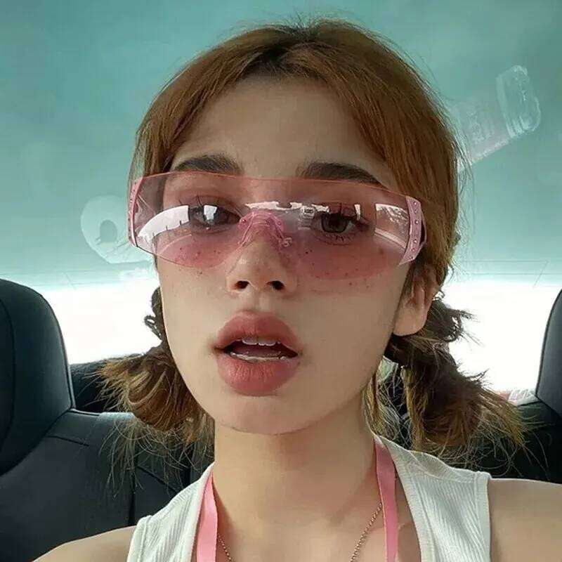 Rimless Diamond-encrusted European And American Y2k Future Technology Sports Mirror Sunglasses Y260207