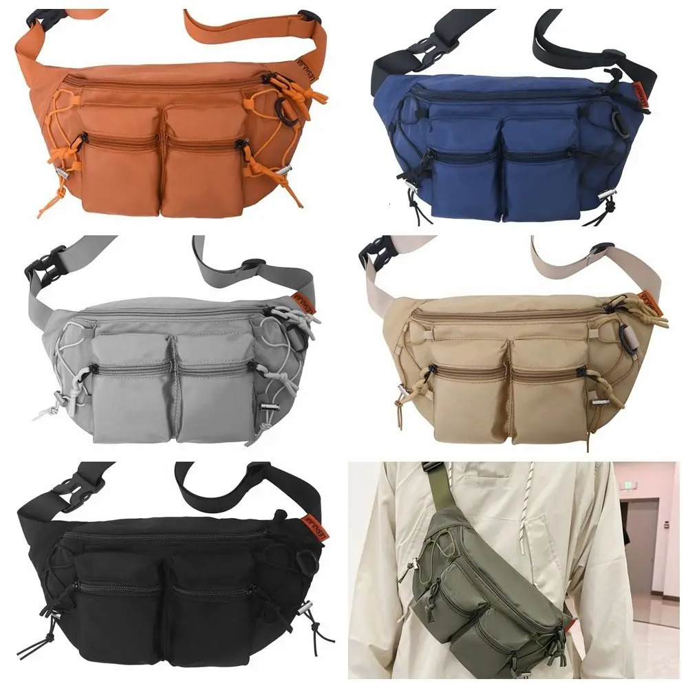 Hip Hop Nylon Men Waist Bag Y2k Large Capacity Multi-pocket Chest Bag Crossbody Bag Adjustable Strap Sports Fanny Pack Travel 260130