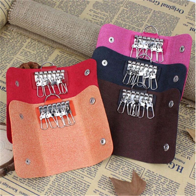 Pu Leather Key Holders Women Men Keys Organizer Fashion Solid Key Wallets Key Pouch Car Keychain Housekeeper Keychain Wallet 260129