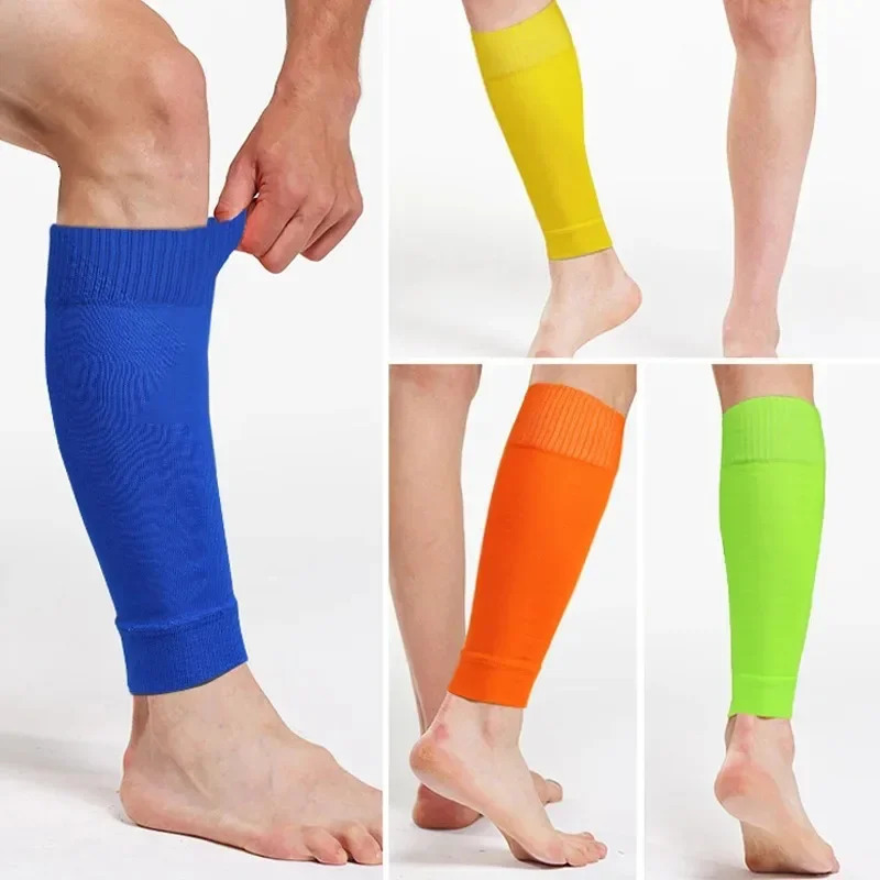 1Pair Football Socks Soccer Accessories Leg Brace Sleeves Breathable Sport Sock Adult Kids Shin Guards Calf Protection Cover 260206