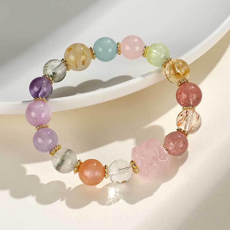 Fashionable Sugar Cube Multi Treasure Amethyst Bead Bracelet Women s Fashion High End Sense Navy Blue Treasure Bracelet Trendy And Versatile