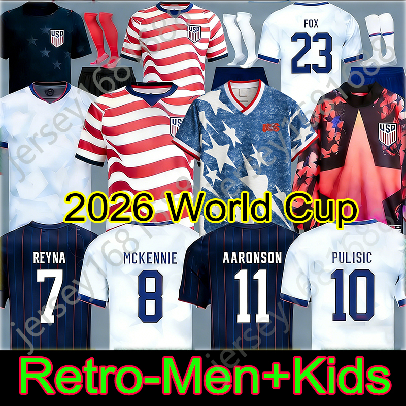 USAS 2026 World Cup Soccer Jerseys PULISIC BALOGUN AARONSON WRIGHT 26 27 America Football Shirt United States Camisetas 1994 2014 Dempsey LALAS USMNT Men kids Kits
