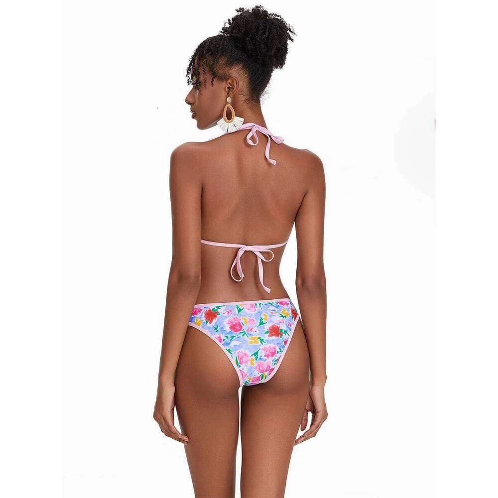 Women s High Waisted Swimsuits Ruffle Off Shoulder Bikini Set Floral Print Two Piece Bathing Suits for Summer Beach C260207