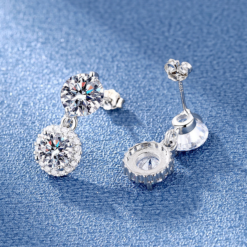 Choucong Sparkling Dangle Earrings Luxury Jewelry 925 Sterling Silver Round Cut Princess Lab Moissanite Diamond Gemstones Party Elegant Lady Drop Earr