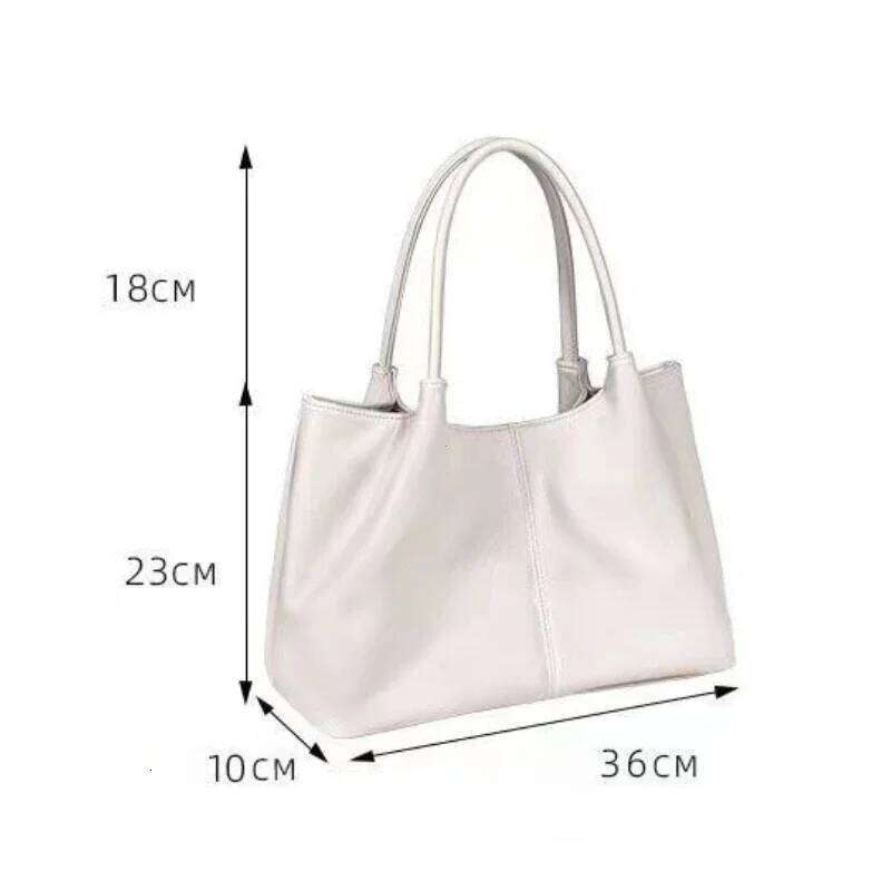 Simple White Shoulder 2026 Women's PU Leather Soft Underarm Tote School Large Capacity Bag Full Student Shopping Handbag C260207