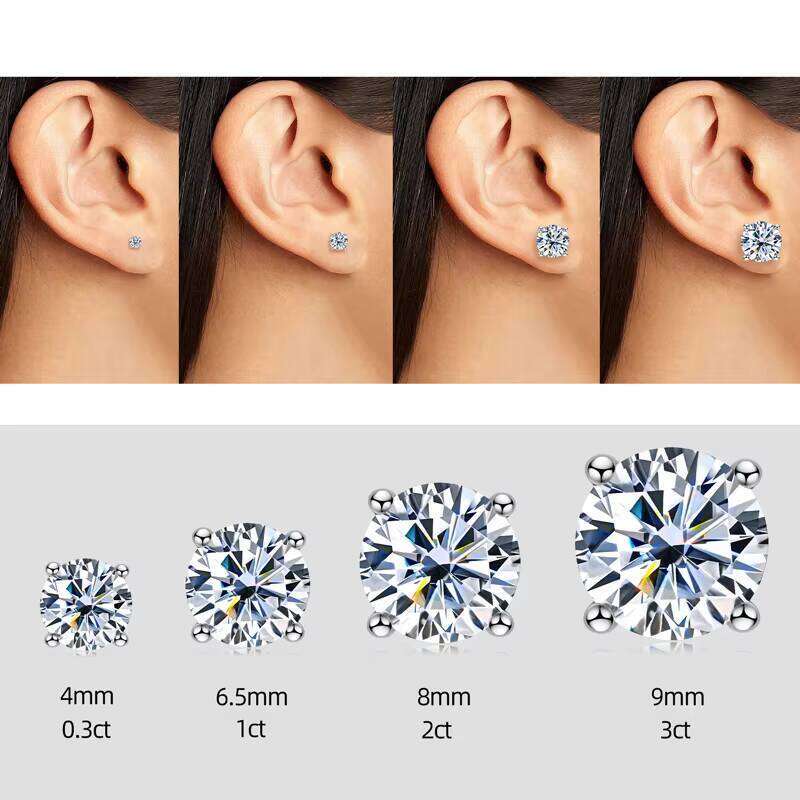 Earrings All Size 0.5Ct 4Ct 5Ct Lab Diamond 925 Sterling Silver VVS Moissanite Round Type Stud Earring