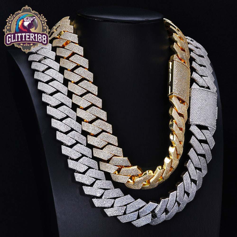 Hip Hop 24mm silver Cuban silver Necklace Men Iced Out High Fashion Necklaces for Women vvs moissanite
