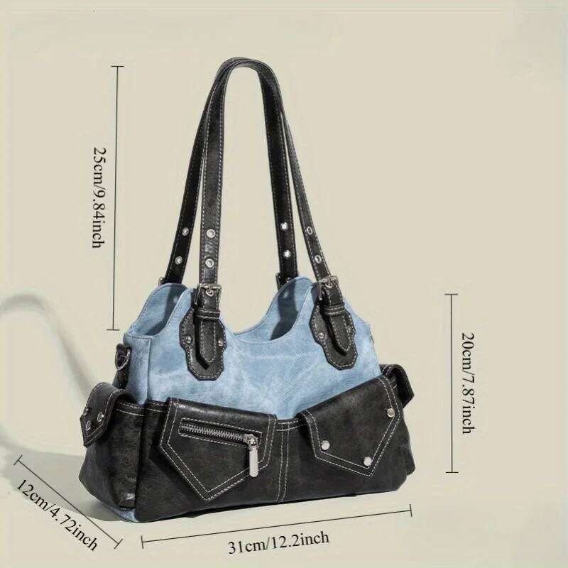 New Women's Fashion Motorcycle Underarm Crossbody Bag Spring Summer Commute Zipper Pocket Stylish Shoulder Handbag Gift C260207