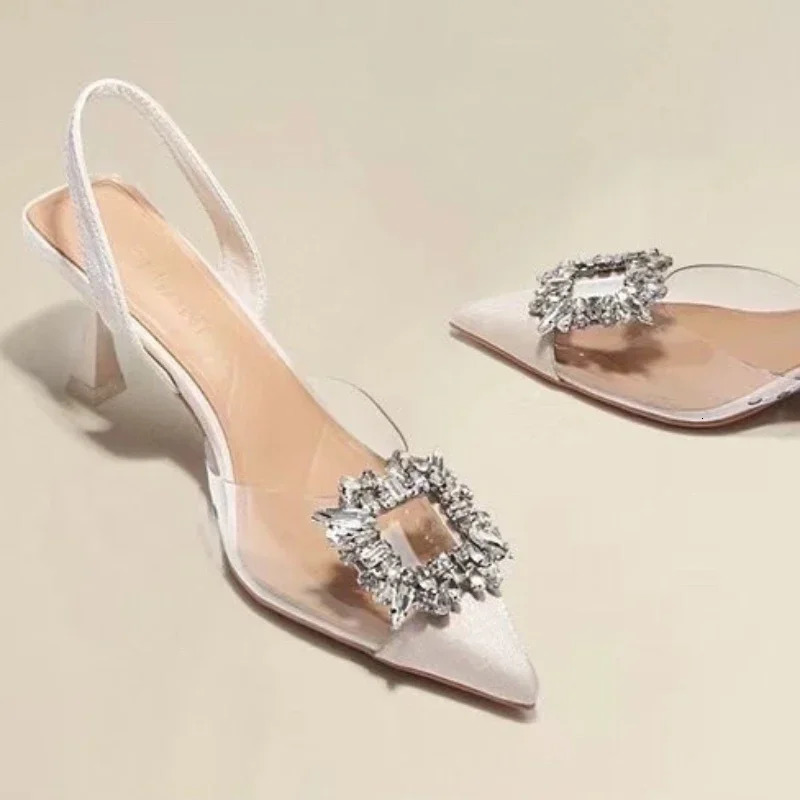 Summer Women High Heels Shoes Crystal Women Sandals er Pointed Toe Pumps Transparent Sexy Women sandalias de mujer 260202
