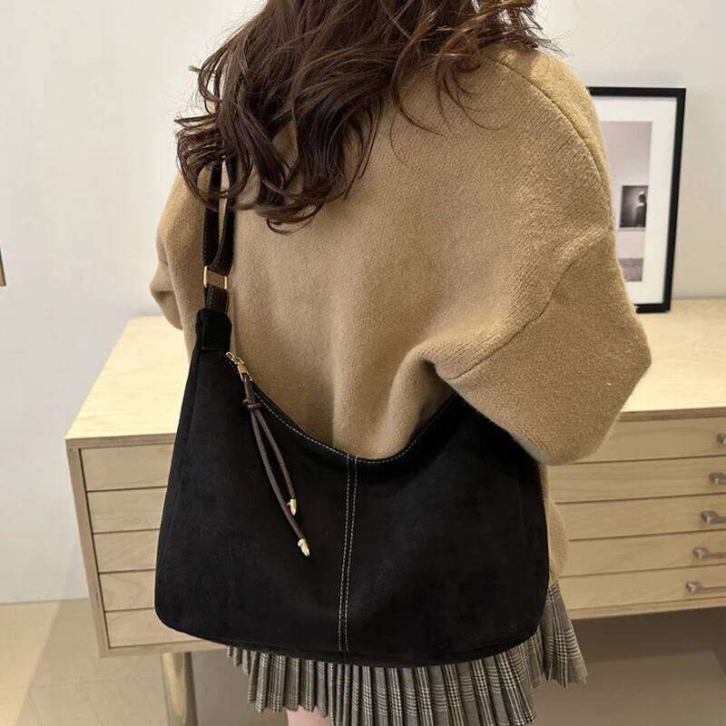 Handbag Purse for Women Suede Shoulder Causal Crossbody Bags Female Luxury Designer Clutch Crescent Hobo Bag C260207