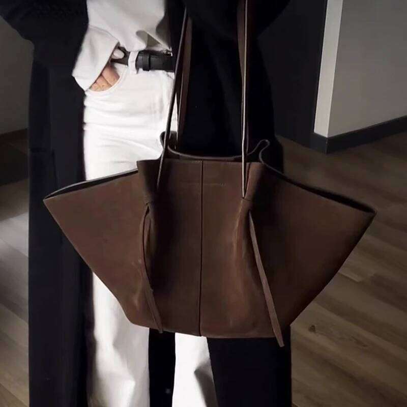 Luxury PU Leather Women's Tote Large Capacity Shoulder Designer Handbag Wing-shaped Storage Bag Frosted Shoppingbag C260207