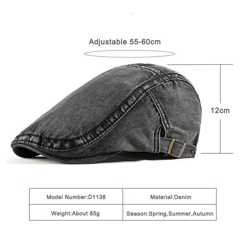 Simple Washed Denim Berets Hat Men Women Spring Summer ed Flat Cap Artist Duckbill Hat Casual Herringbone sboy Cap 260205