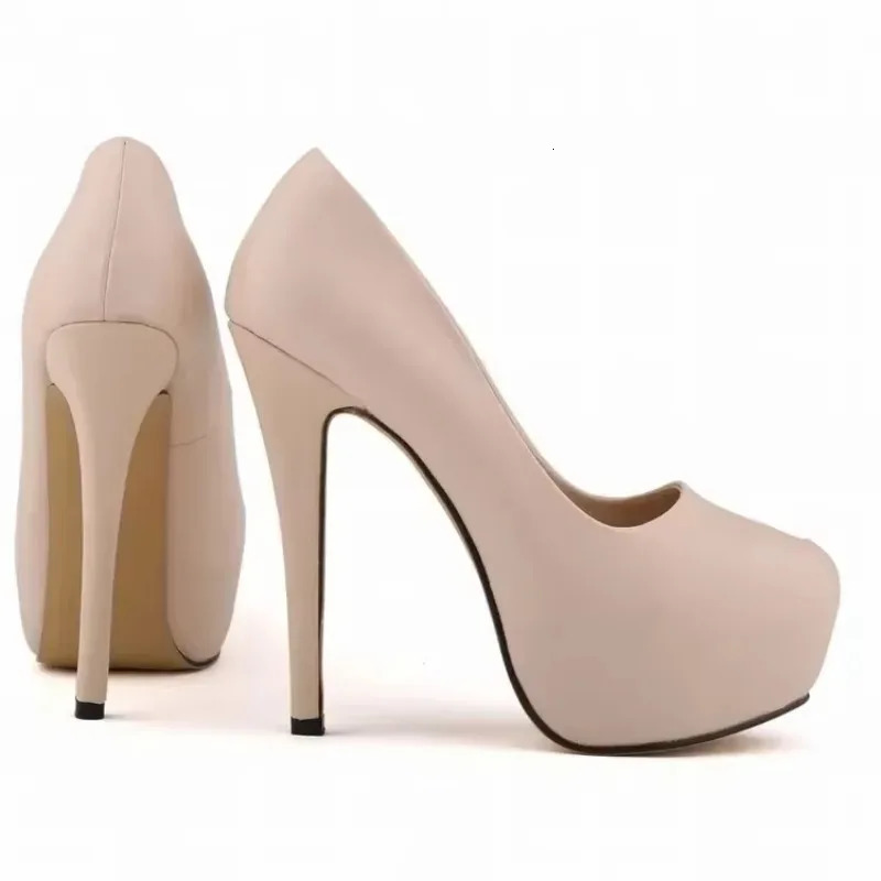 Women Sexy Pumps Stilettos Round Toes Fashion Super 14cm Platform High Heels Casual Thin Heel Party Dress Shoes 260208