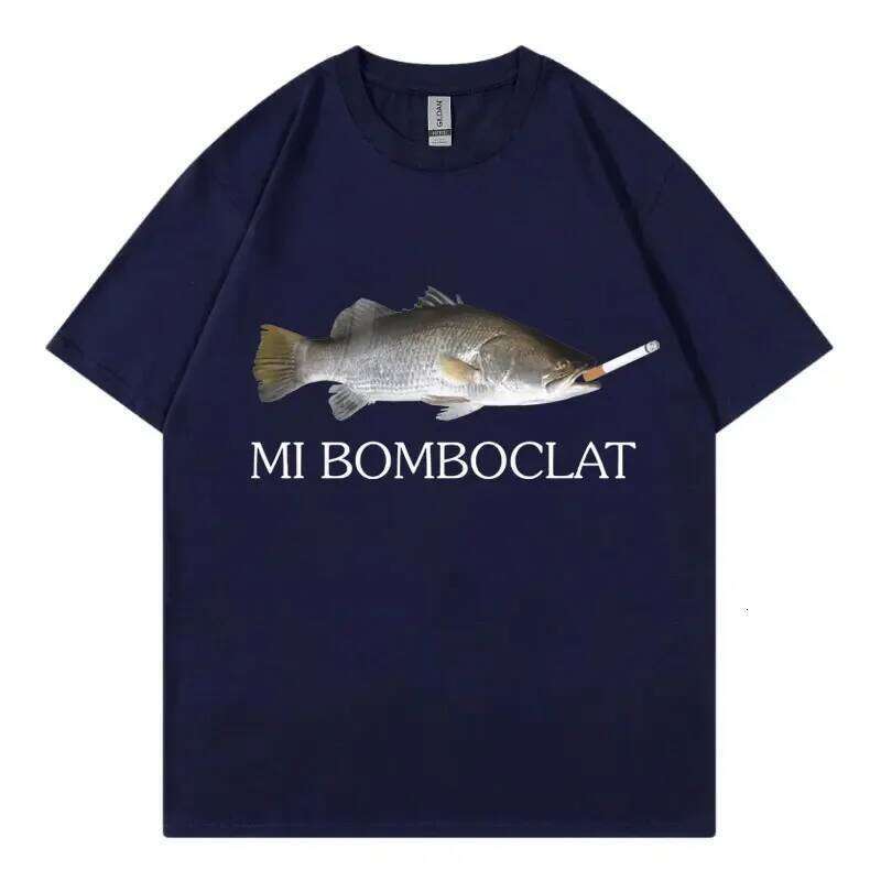 Funny Bomboclat Fish Meme T-shirt High Street Fashion Trend Y2k Short Sleeve T-shirts Women Harajuku Vintage Style T Shirts C260207
