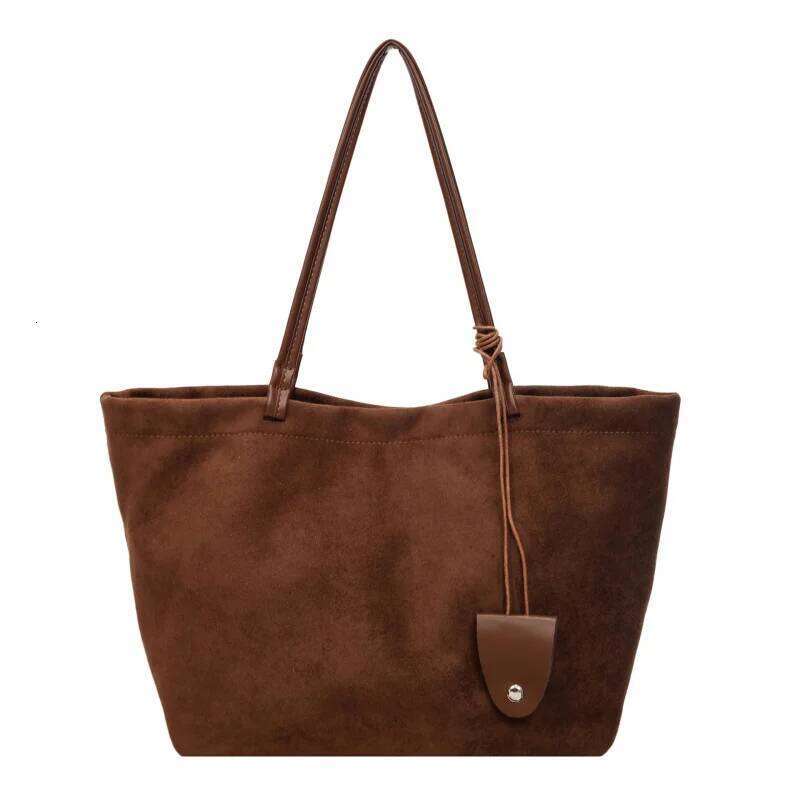 Light Luxury Niche Capacity Tote Commuter Suede Shoulder Retro Fashion Stylish Underarm Bag C260207
