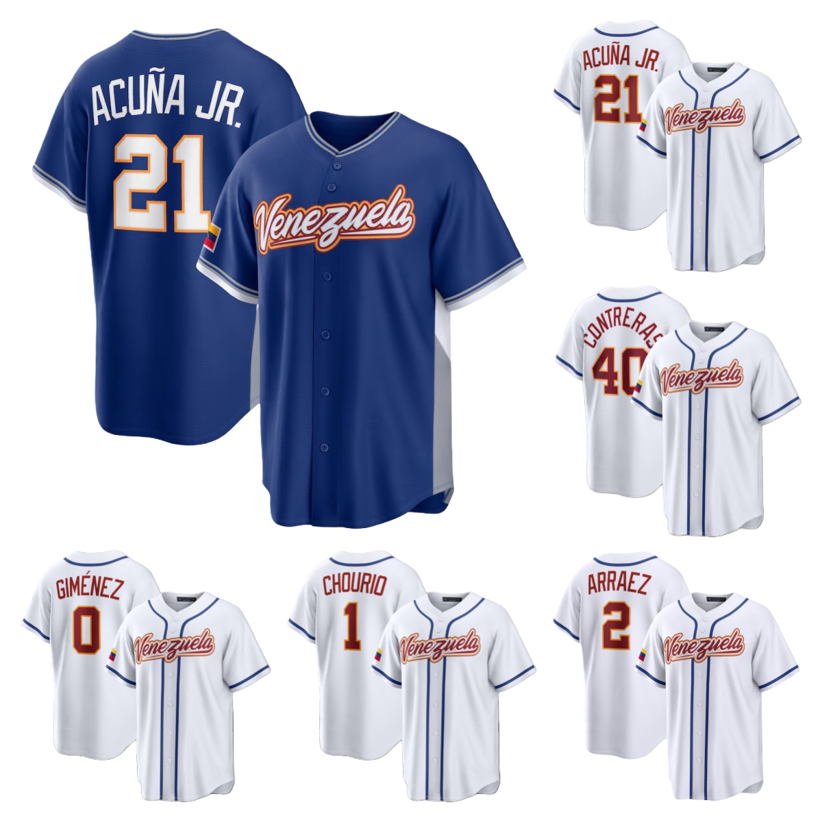 Jose Alvarado Venezuela Baseball Jersey Eduard Bazardo World Jose Butto Enmanuel De Jesus Carlos Guzman Yoendrys Gomez Pablo Lopez Classic Andres Machado