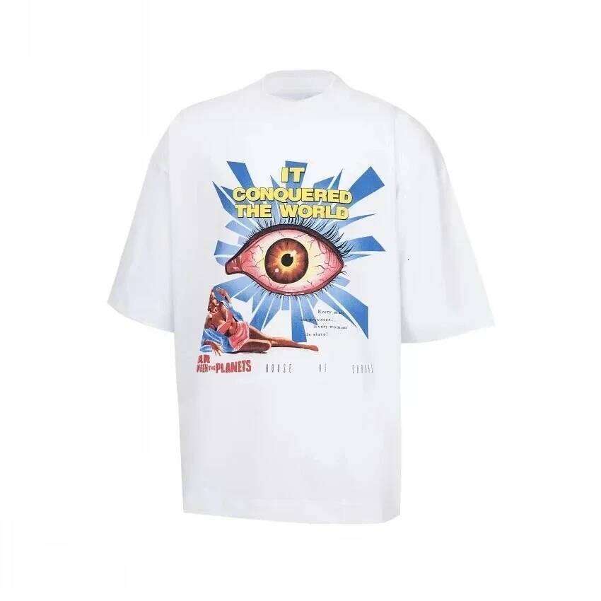 Summer 2025SS Puff Print House Of Errors Eye Logo Tee Women T-shirt High Street Vintage Black Short Sleeve Cotton Casual Tops C260207