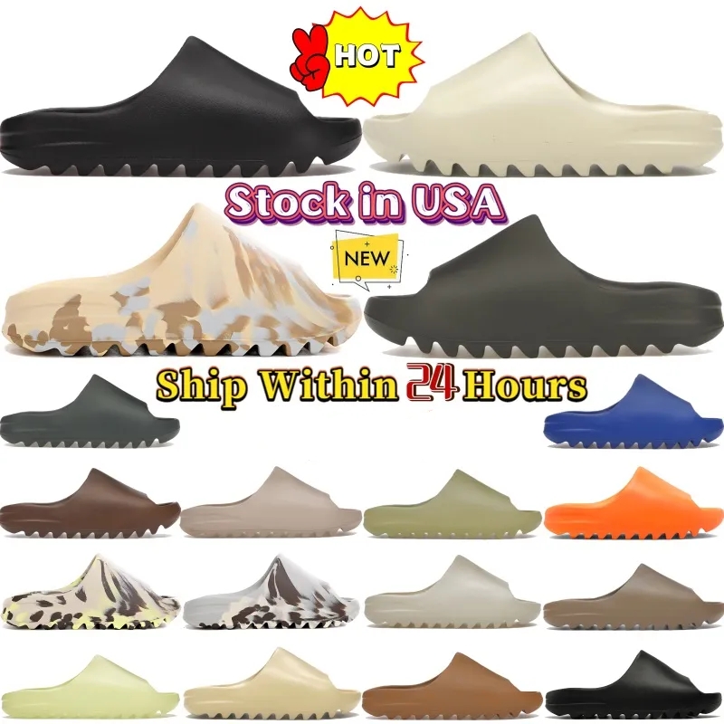 Designer slides for men slippers onyx Bone Azure Flax Pure restock pair Ochre glow Resin Soot black Core womens sandals mens solid slide classics slipper sandal 48