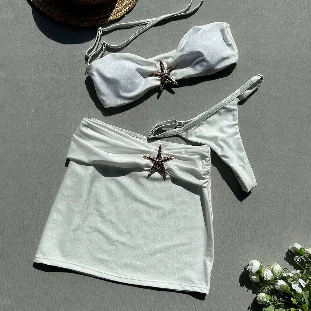 Three-piece New Sexy Bikini Solid Color Split Women's Swimsuit C260207