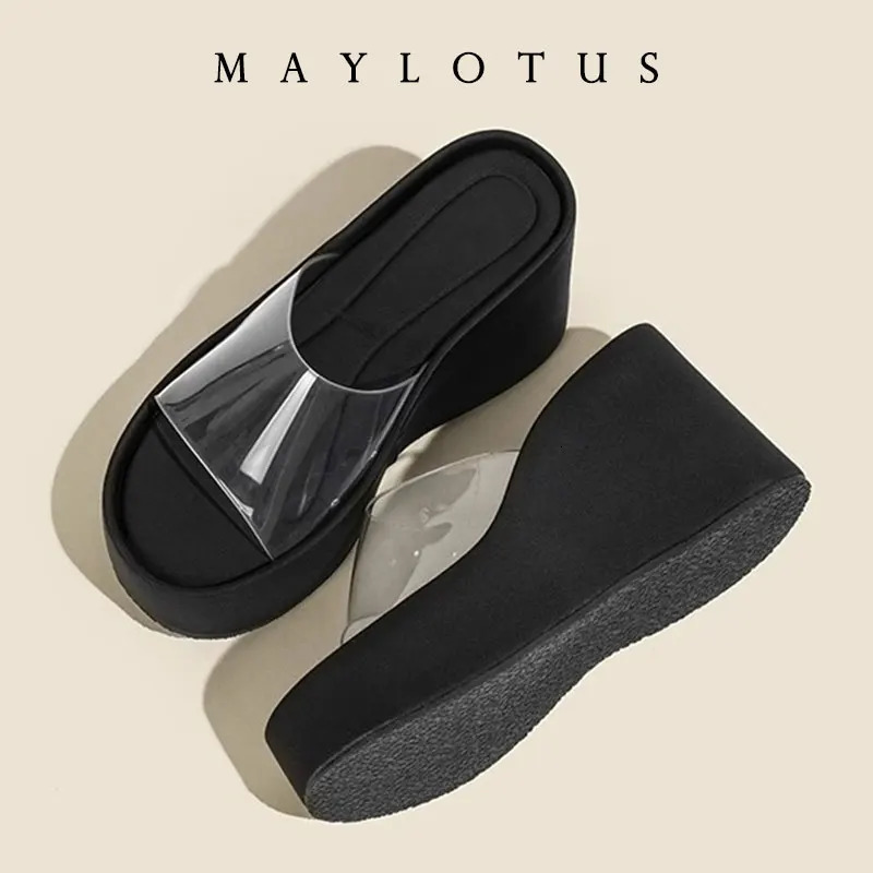 Summer 710cm Heel Platform Women Slippers Fashion Elegant High Wedges Slides Shoes Ladies Casual Beach Slipper 260208