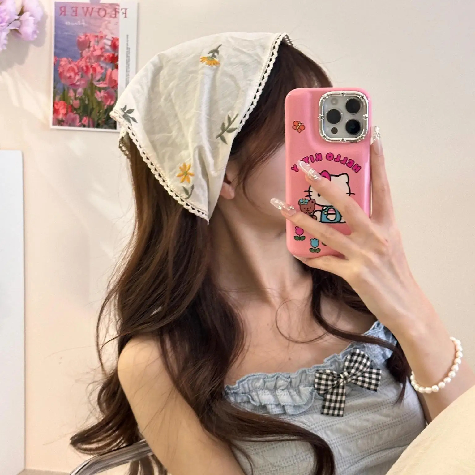 Fabric Printing Triangle Scarf Flower Hair Bands Women Sweet Retro Headwarps Turban Bandana Headbands for Girl Hair Accessories 260107