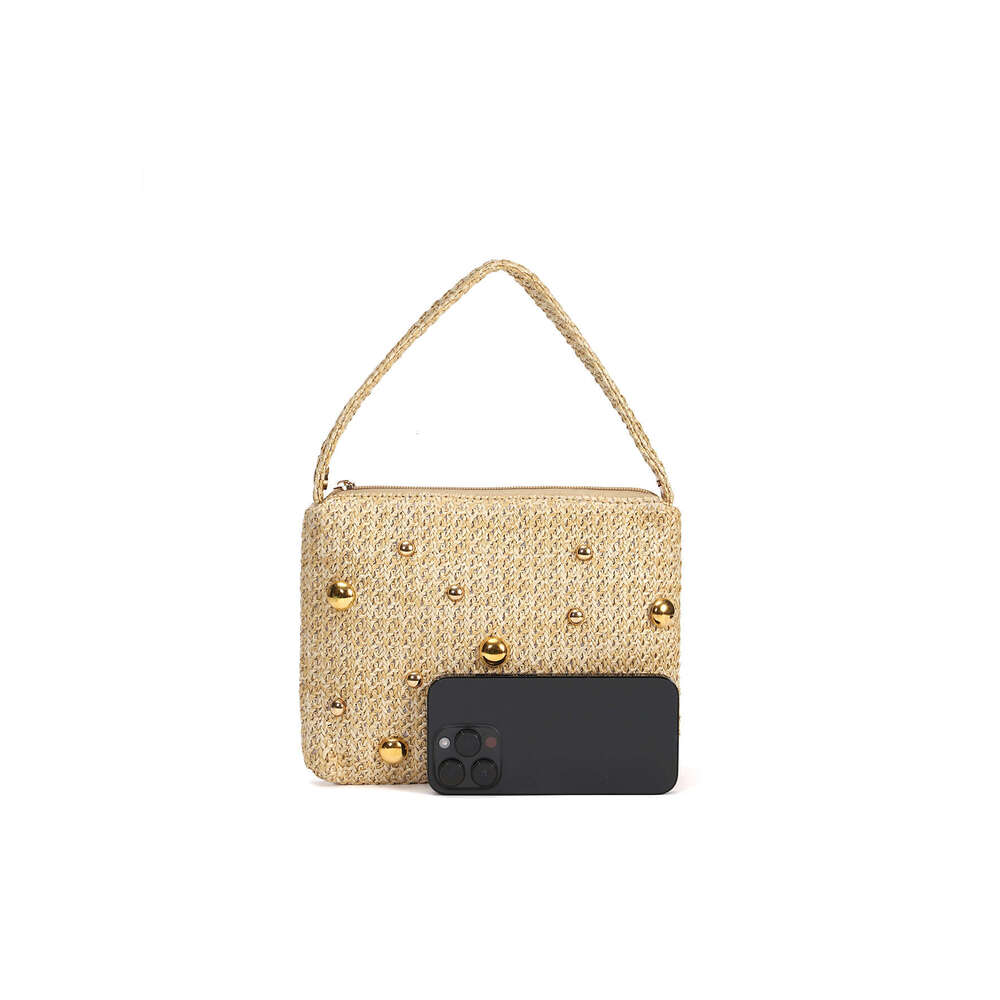 Hot Selling NEW Women's Fashion Woven Handbags Summer Metal Round Handle Straw Bags Commuter Banquet Clutch Bag DIDENGLAOREN