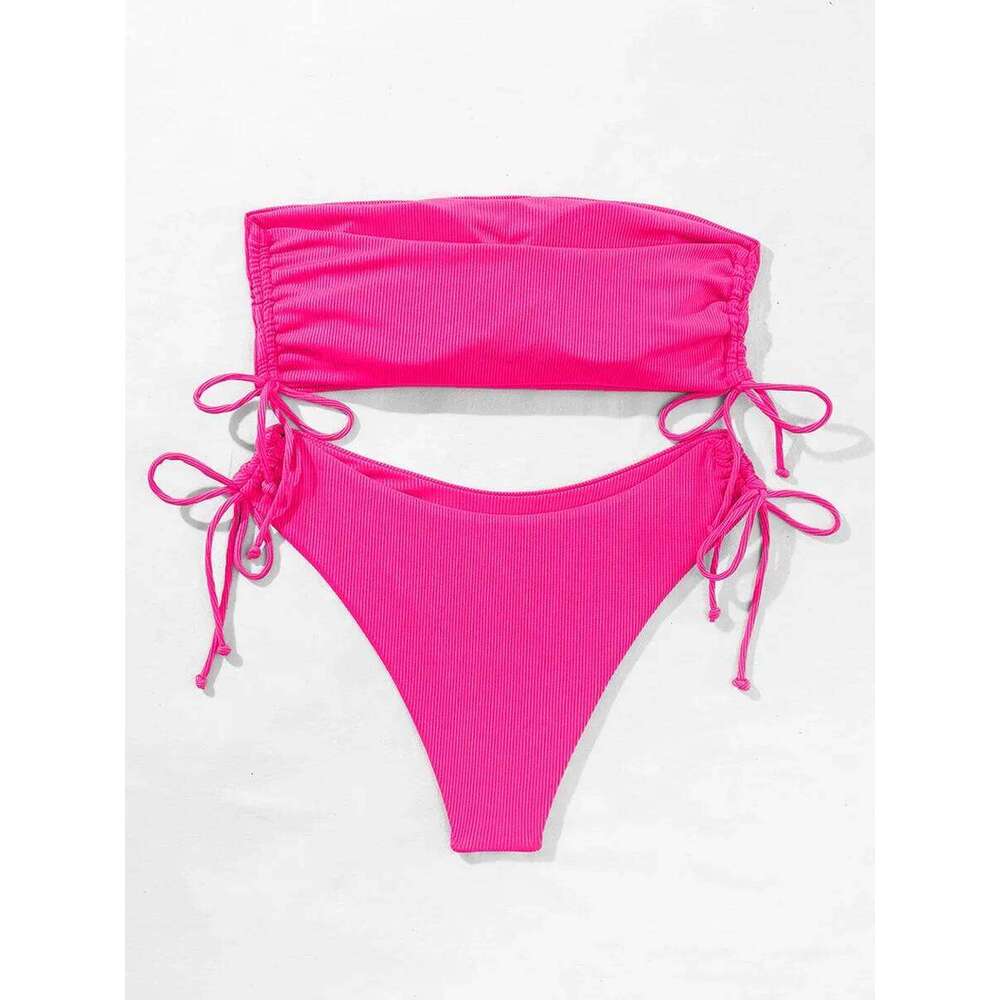 Sexy Bandeau Bikinis 2025 Women Brazilian Swimwear Female Swimsuit Two Pieces Bikini Set Bather Bathing Suits Girls Beach Wear C260207