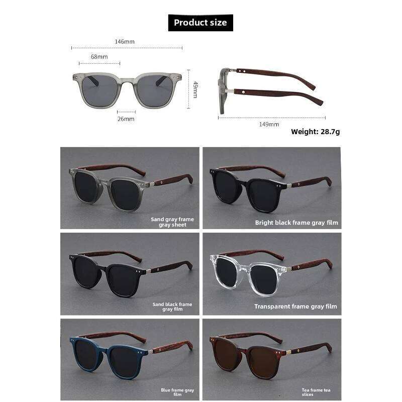 Trendy Retro Wood Grain Sunglasses Polarized UV Protection Men Women Perfect for Cycling Outdoor Street Photography Y260207