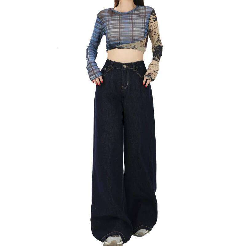 Women's Jeans 2026 Winter Retro Raw Denim Fleece-Lined Wide Leg Straight Pants Colorfast Draping Loose Warm Versatile