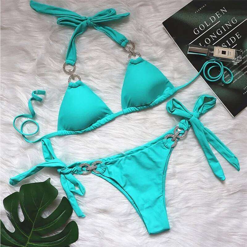 Yellow Sexy Bikinis 2026 Women Solid Color Swimwear Female Swimsuit Swim Beachwear Bathing Suit Brazilian Bikini Set Pool Bather C260207