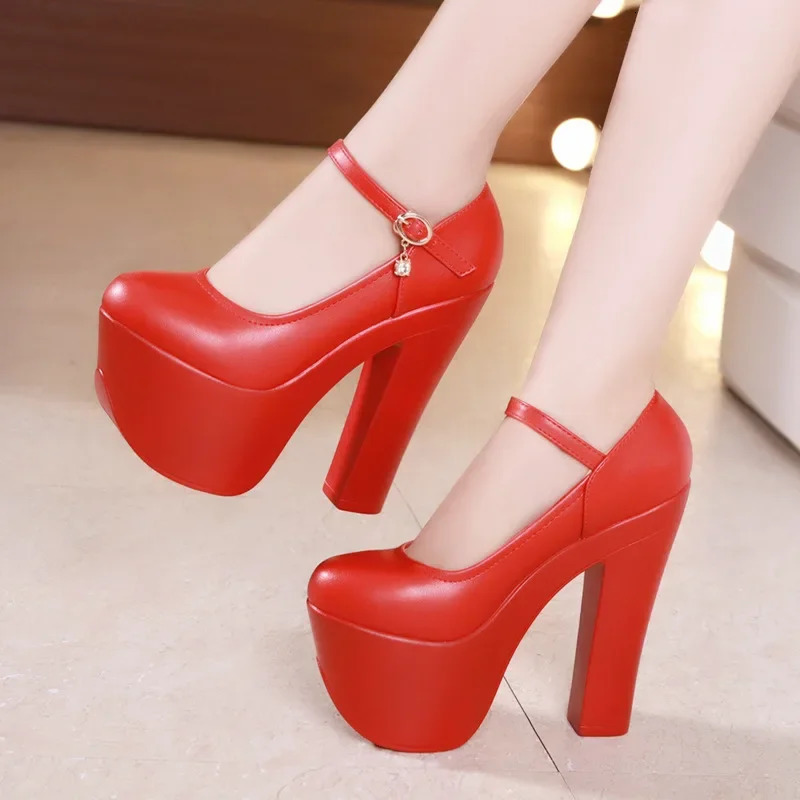 Catwalk 15cm Small Size 3243 Sexy Extreme Block High Heels Shoes Spring 2025 Trend Bright Leather y Platform Pumps Model 260208