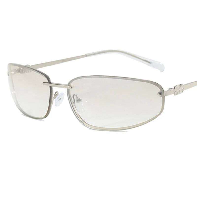 Oval Frameless Y2K Luxury Brand Design High-end Styling Punk Outdoor Retro Personality Sunglasses Women Y260207