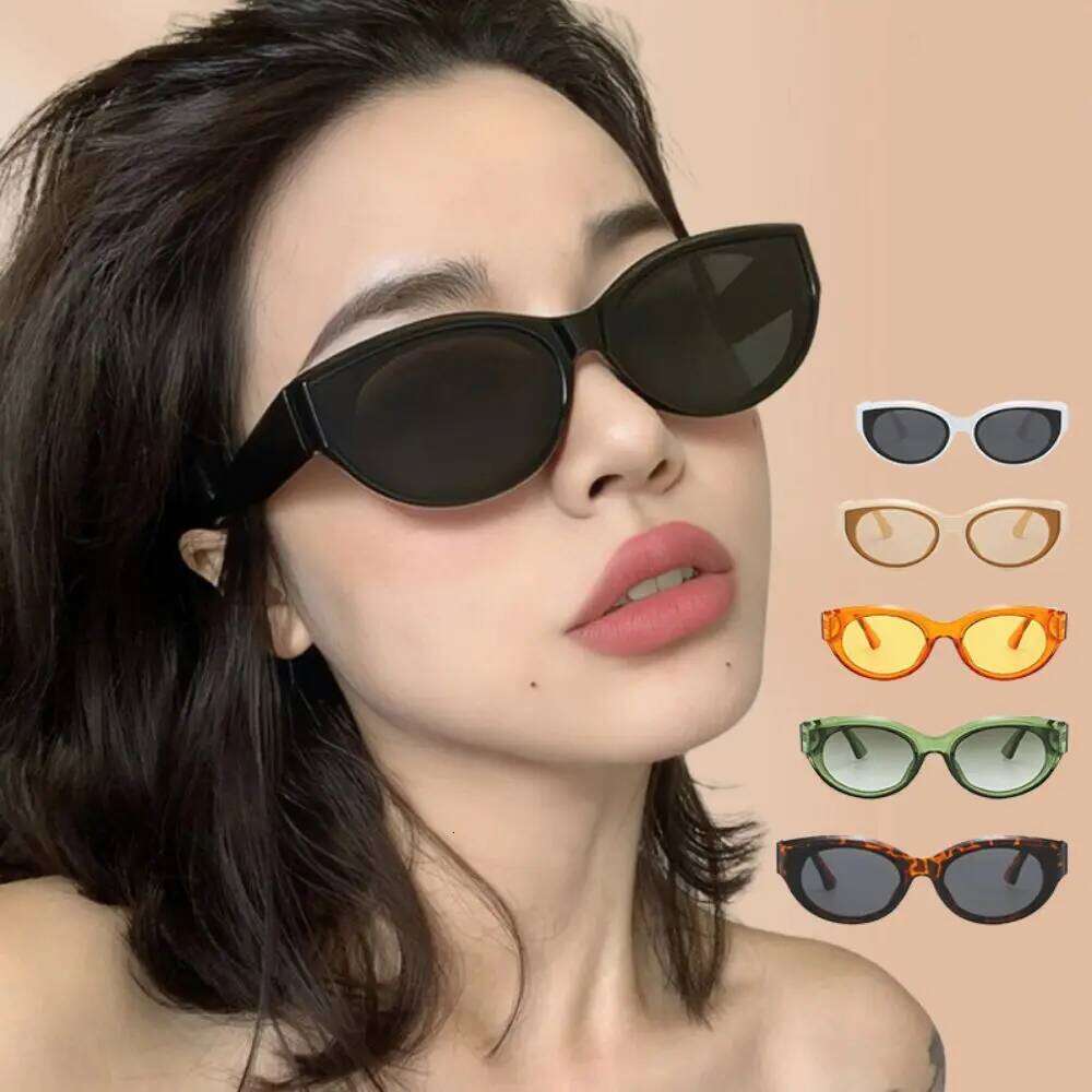 Fashion Cat Eye Summer Outdoor Oval Frame Sunglasses Vintage Travel Street Style Elliptic Square Eyewear Women Men Y260207