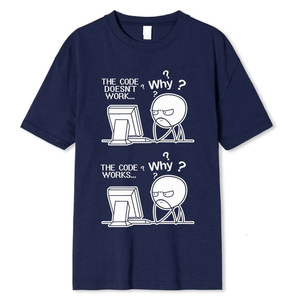 Creative Funny Programmer Code Works Why Casual Print T-Shirt Camiseta Hombre Linux Operating System Fashion Streetwear Uisex C260207