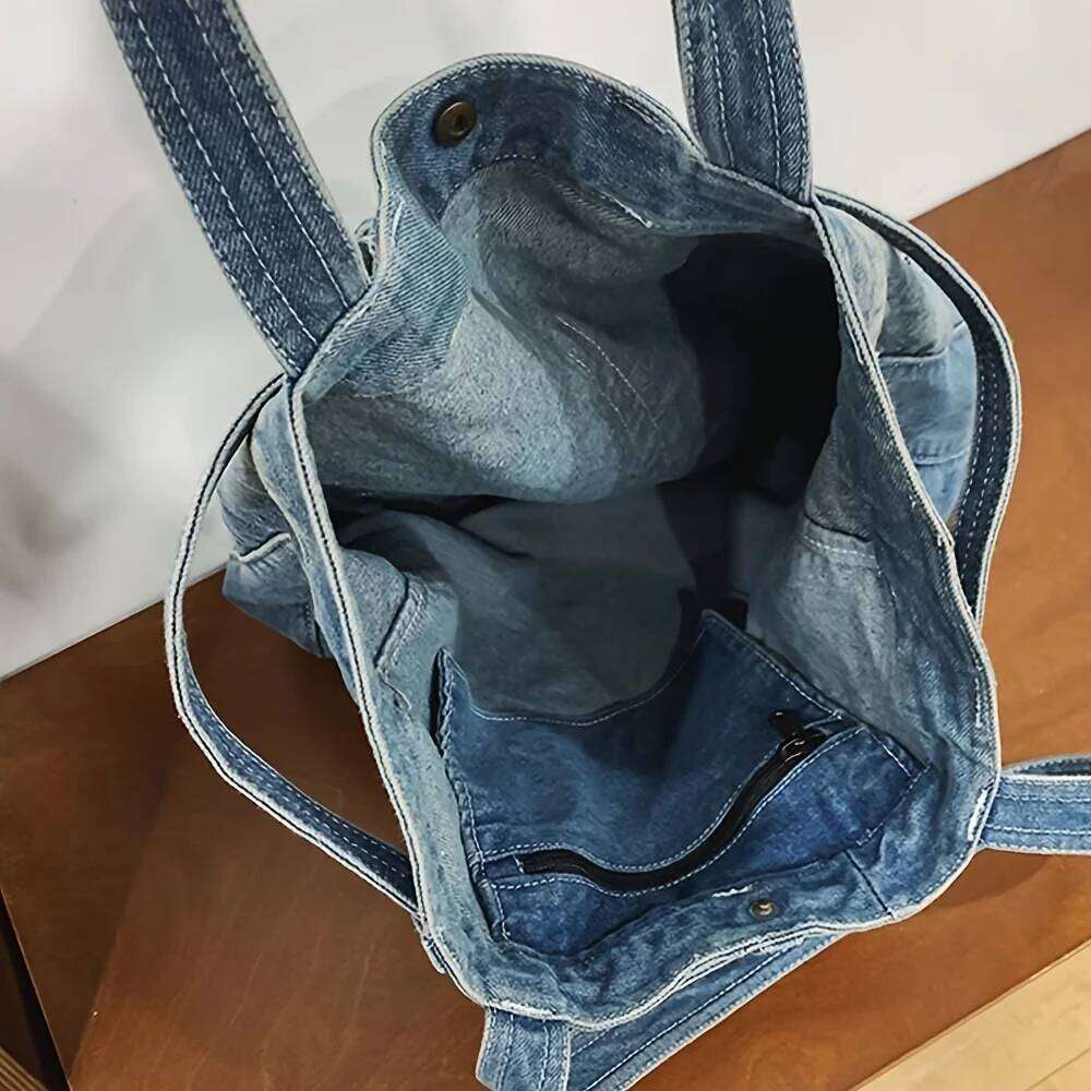 Casual Handbag Large Capacity Denim Tote Fashionable Everything High Appearance Level Shoulder Commuter Underarm Bag C260207