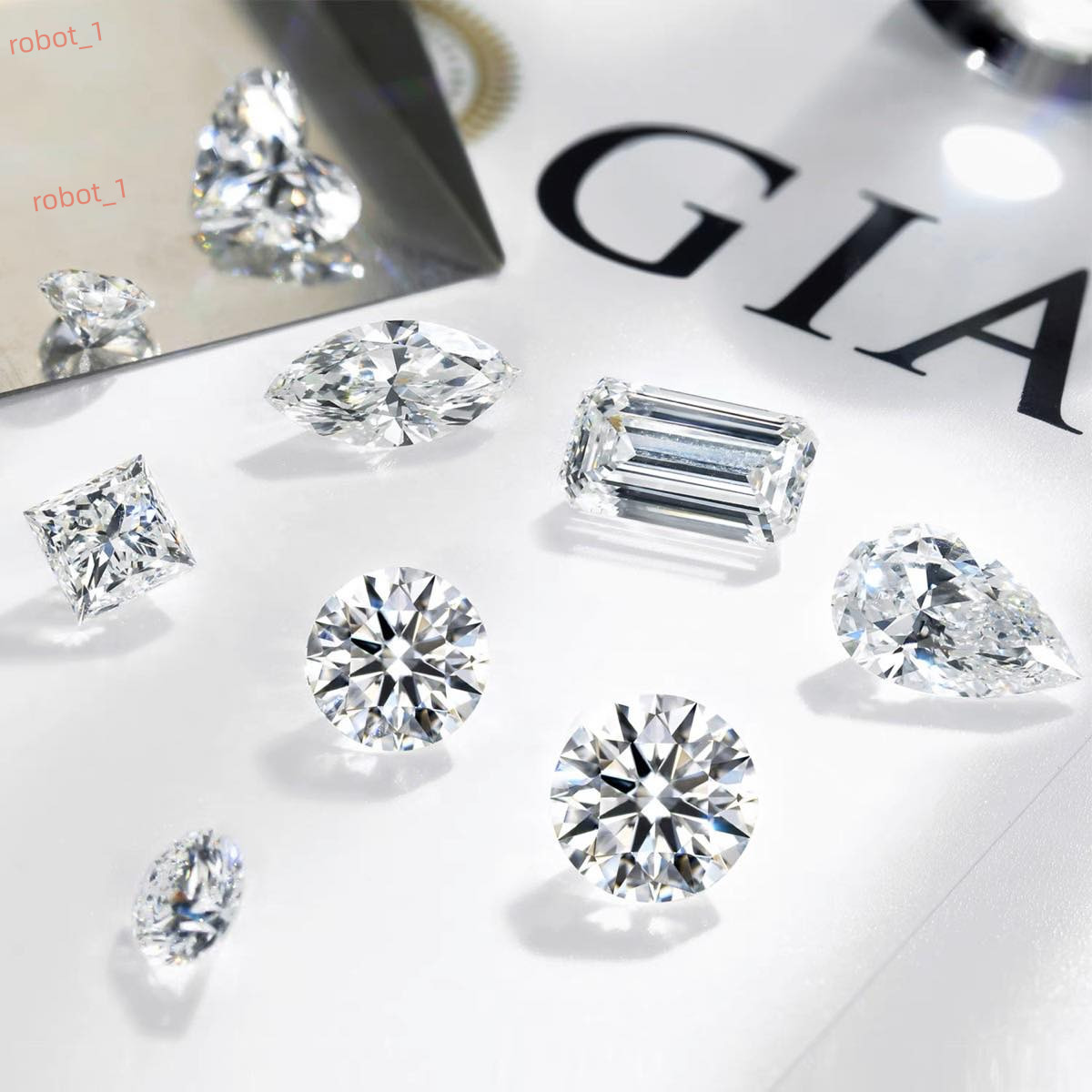 Luster Wholesale CVD HPHT Lab-Grown Diamond 07-42-65-8-9mm Brilliant Round Cut DEF VVS VS IGI Certificate Loose Gemstones