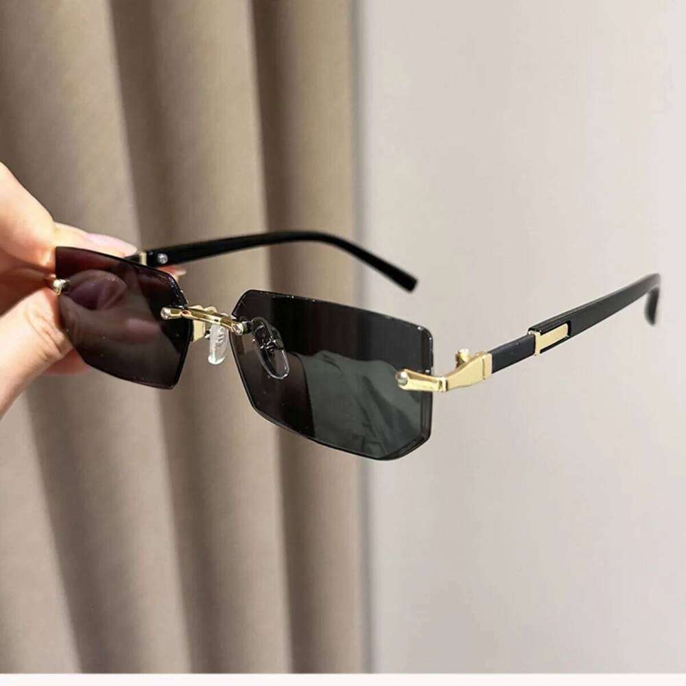 Rimless Sunglasses Rectangle Fashion Women Men Shades Small Square Sun Glasses for Female Male Summer Traveling Oculos Y260207