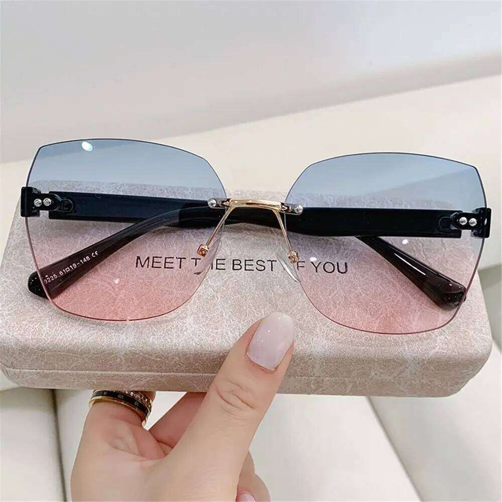Vintage Rimless 2024 Women Gradient Sunglasses Summer Shades Fashion UV400 Frameless Sun Glasses Ladies Eyeglasses Y260207
