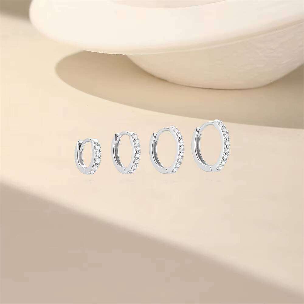 Arier Fine Women New Arrival Moissanite Stone Jewelry 925 Silver 6/7/8/9Mm Classic Minimalist Hoop Earrings