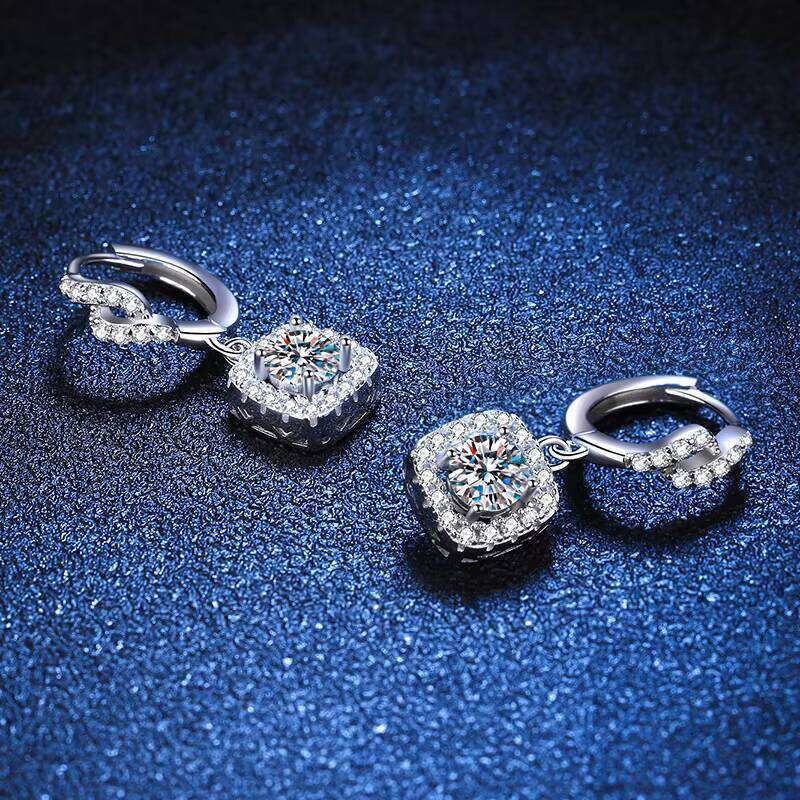 S925 Sterling Silver Moissanite Full Diamond Earrings Luxury Fine Jewelry