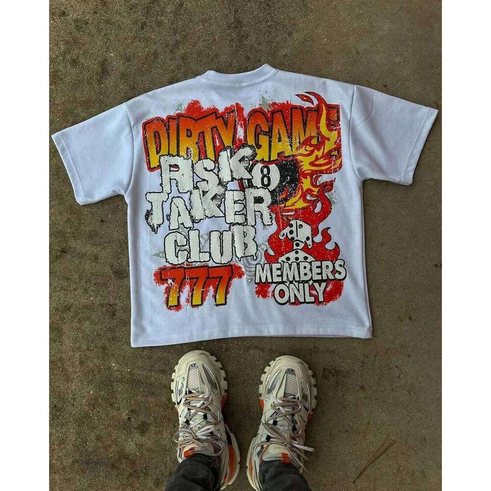 American Trend Retro Oversized Cartoon Printed T-shirt Women Y2k Cotton Round Neck Short Sleeve Harajuku Gothic Summer Tee Tops C260207