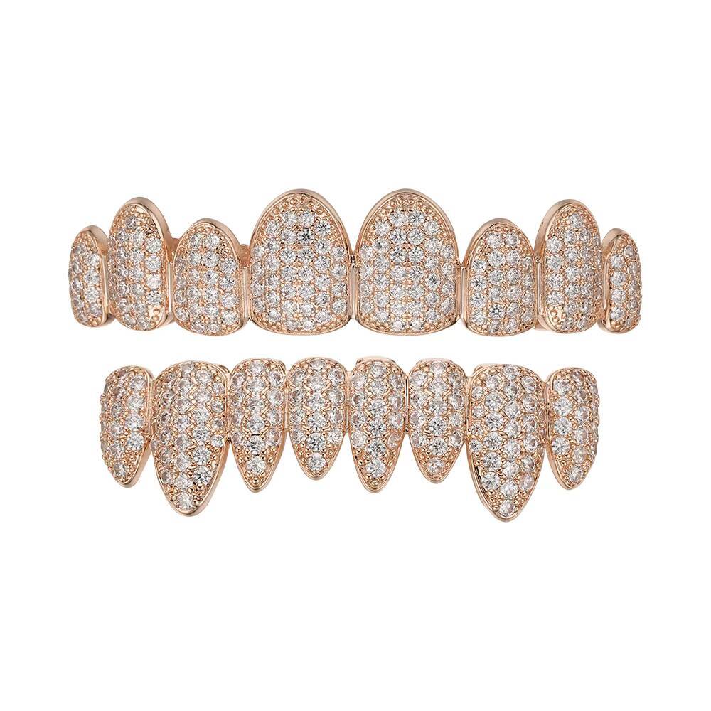 Custom Hip Hop Grillz 18K White Gold Plated Braces Zirconia Moissanite Vvs Diamond Iced Out Grill Grillz for Teeth