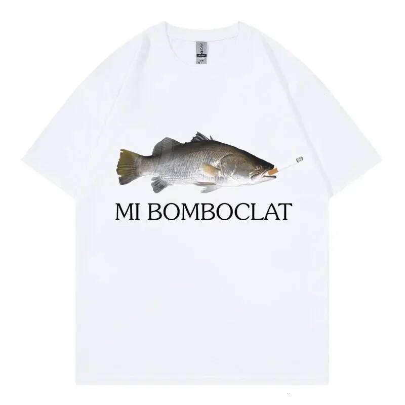 Funny Bomboclat Fish Meme T-shirt High Street Fashion Trend Y2k Short Sleeve T-shirts Women Harajuku Vintage Style T Shirts C260207