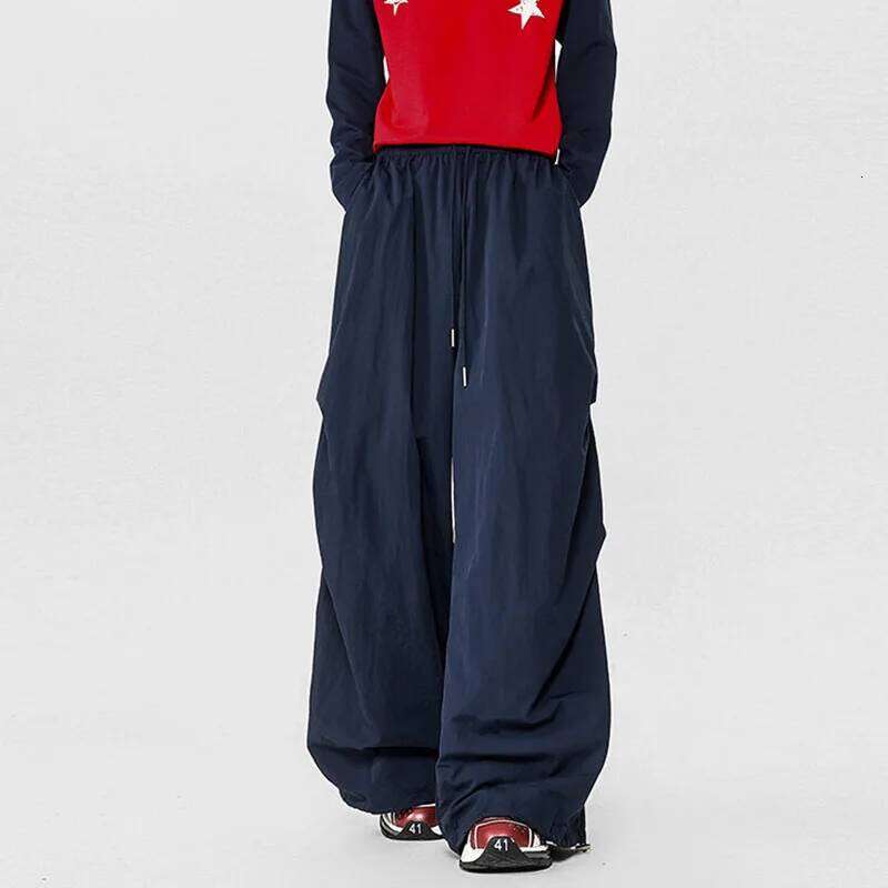 LUZHEN 2026 New Color Contrast Stripe Patchwork Baggy Straight Casual Pants Men's Women's Wide Leg Elastic Waist Trousers JY6096