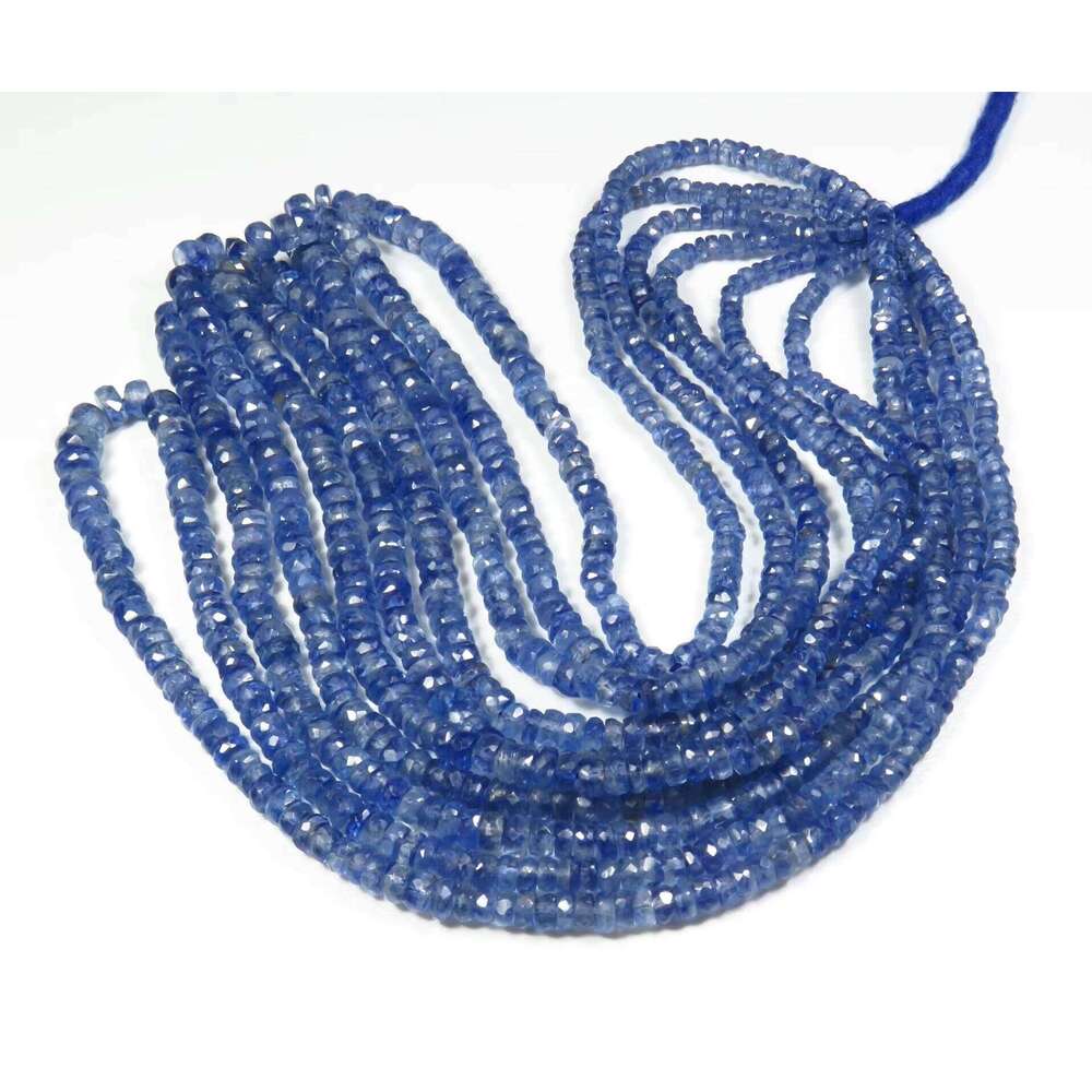 Kyanite Gemstone Faceted Rondelle Beads 3.5-6Mm Natural Blue CNAS Certified Jewelry Making 0.45-0.50Mm Hole Diameter Bh4197 NP