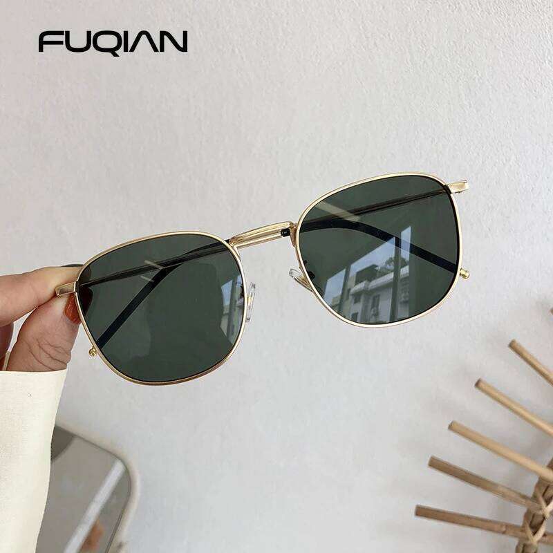 Fashion Metal Square Sunglasses Women Men Stylish Round Sun Glasses Ladies Retro Black Driving Shades UV400 Y260207