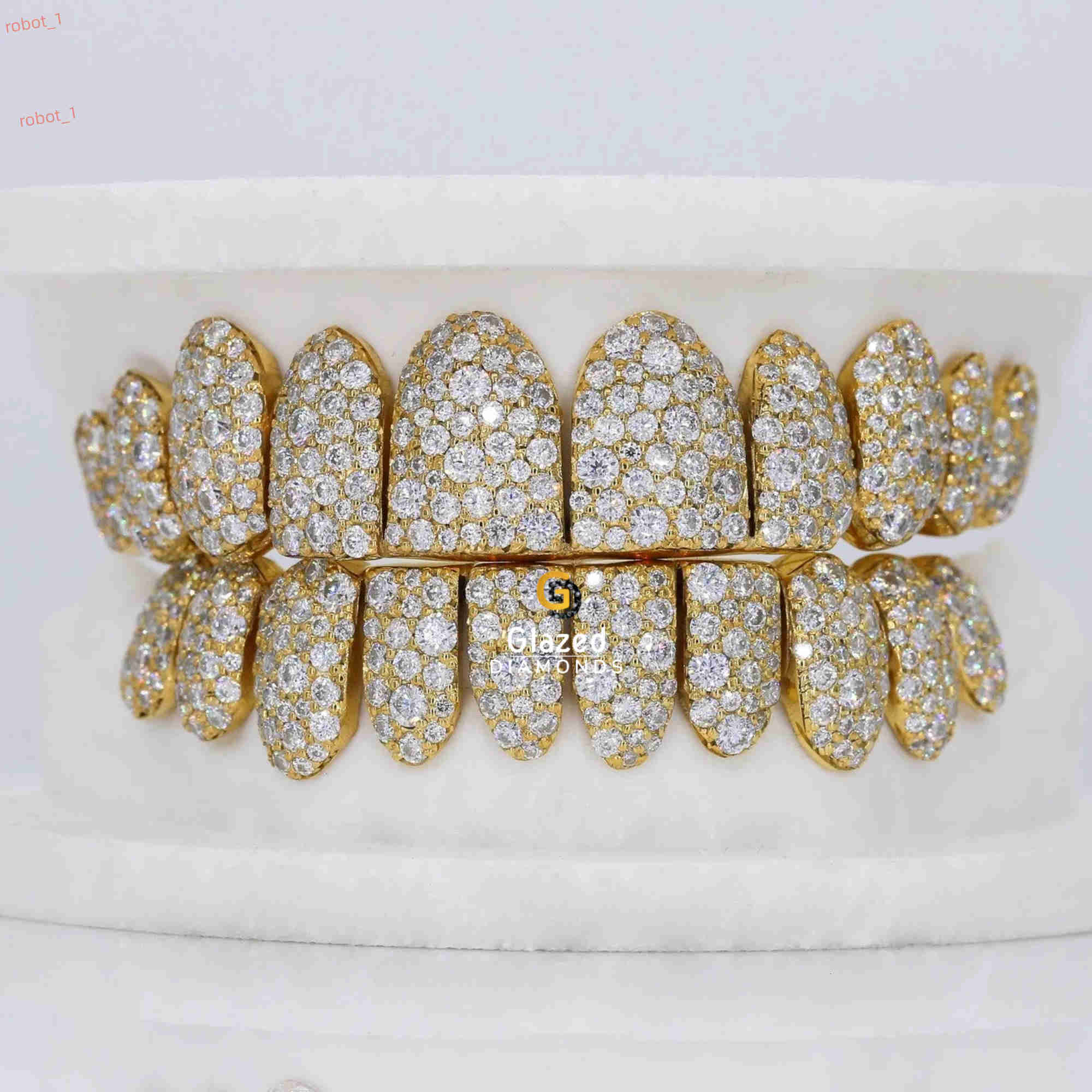 Custom Top Bottom 10 S925 Silver VVS Moissanite Round Brilliant Cut Diamond Grillz Iced Out Grillz for Teeth